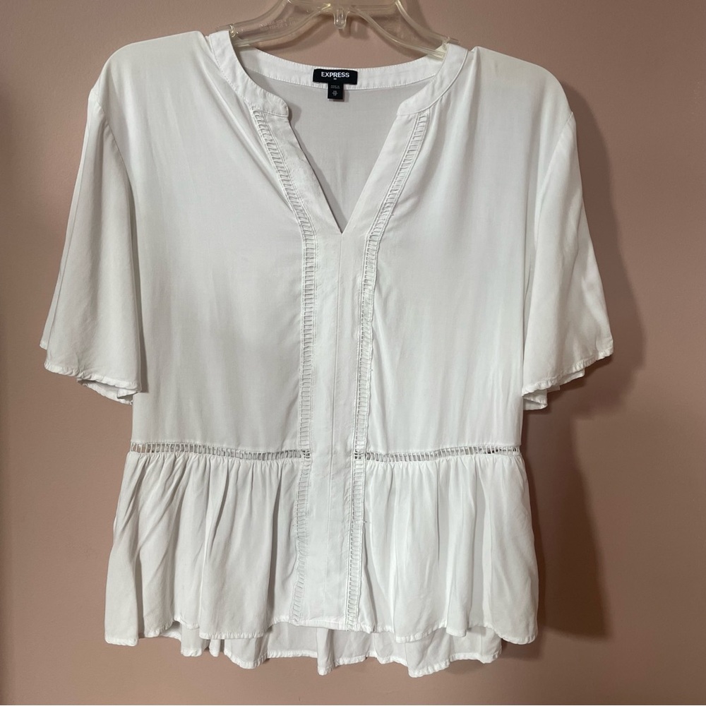 Express White Short Sleeve Blouse